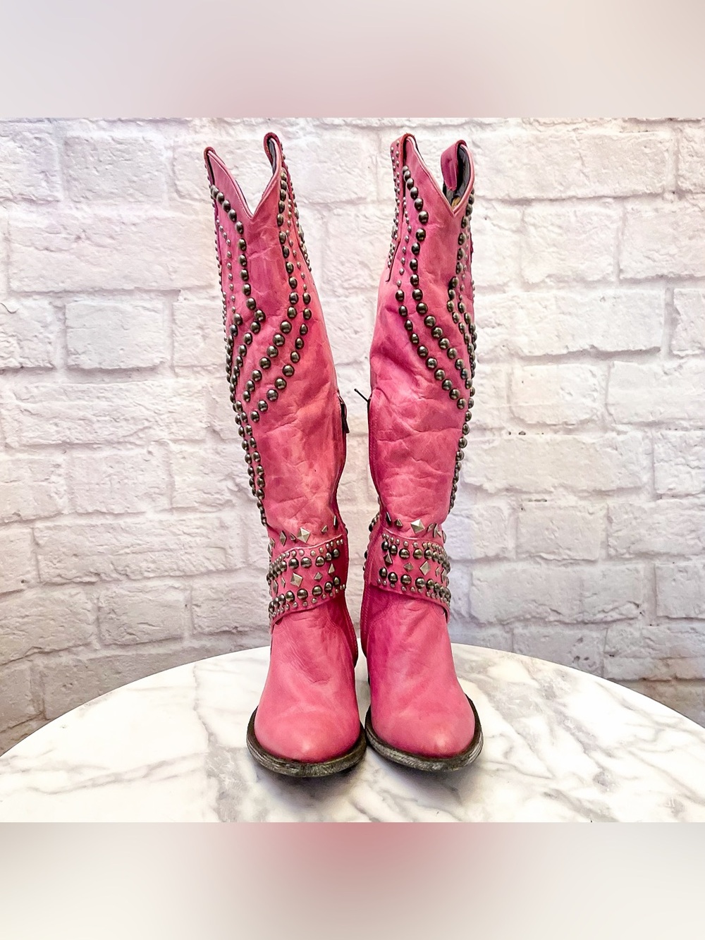 Old Gringo Belinda Studded Tall Boots Pink 5.5B EUC - Picture 4 of 12